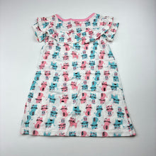 Load image into Gallery viewer, Girls 123, lightweight cotton casual dress, cats, EUC, size 1, L: 43cm