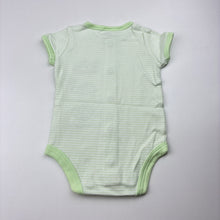 Load image into Gallery viewer, Unisex Carter's, green stripe cotton bodysuit / romper, GUC, size 000,  