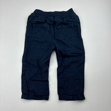 Load image into Gallery viewer, Boys Early Days, navy cotton pants, elasticated, GUC, size 0,  