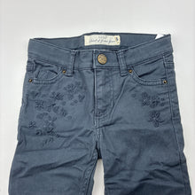 Load image into Gallery viewer, Girls H&amp;M, embroidered stretch denim pants,adjustable, Inside leg: 34cm, EUC, size 2,  