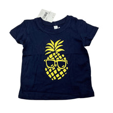 Load image into Gallery viewer, Unisex Dymples, navy cotton t-shirt / top, pineapple, NEW, size 00,  
