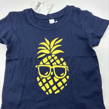 Load image into Gallery viewer, Unisex Dymples, navy cotton t-shirt / top, pineapple, NEW, size 00,  