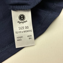 Load image into Gallery viewer, Unisex Dymples, navy cotton t-shirt / top, pineapple, NEW, size 00,  