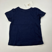 Load image into Gallery viewer, Unisex Dymples, navy cotton t-shirt / top, pineapple, NEW, size 00,  
