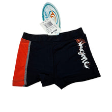 Load image into Gallery viewer, Boys Wave Zone, black swim shorts, elasticated, NEW, size 0,  