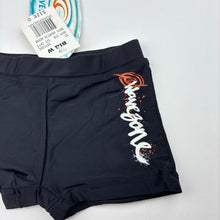 Load image into Gallery viewer, Boys Wave Zone, black swim shorts, elasticated, NEW, size 0,  