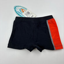 Load image into Gallery viewer, Boys Wave Zone, black swim shorts, elasticated, NEW, size 0,  