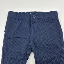 Load image into Gallery viewer, Boys Peter Morrisey, navy and white stripe lightweight cotton pants, adjustable, EUC, size 0,  