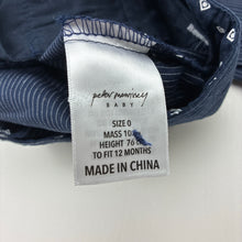 Load image into Gallery viewer, Boys Peter Morrisey, navy and white stripe lightweight cotton pants, adjustable, EUC, size 0,  