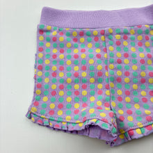 Load image into Gallery viewer, Girls Dymples, lilac spotted cotton shorts, EUC, size 000,  