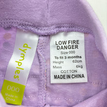 Load image into Gallery viewer, Girls Dymples, lilac spotted cotton shorts, EUC, size 000,  