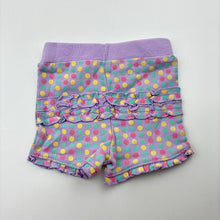 Load image into Gallery viewer, Girls Dymples, lilac spotted cotton shorts, EUC, size 000,  