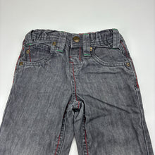 Load image into Gallery viewer, Boys H&amp;T, grey denim jeans, adjustable, Inside leg: 32 cm, FUC, size 2,  