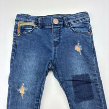 Load image into Gallery viewer, Girls Zara, distressed stretch denim jeans,adjustable, EUC, size 0,  