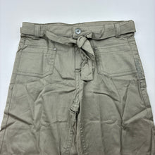 Load image into Gallery viewer, Girls Milkshake, khaki stretch cotton cropped pants, adjustable, Inside leg: 34cm, EUC, size 8,  