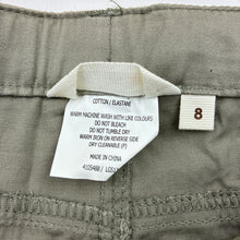 Load image into Gallery viewer, Girls Milkshake, khaki stretch cotton cropped pants, adjustable, Inside leg: 34cm, EUC, size 8,  