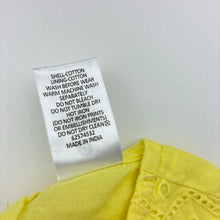 Load image into Gallery viewer, Girls Target, bright yellow cotton top,broderie trim, EUC, size 000,  