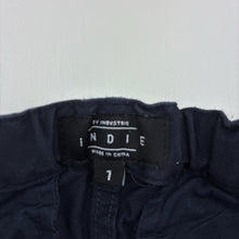 Load image into Gallery viewer, Boys Indie, dark navy stretch cotton pants,adjustable, GUC, size 1,  