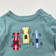 Load image into Gallery viewer, Boys Target, blue cotton bodysuit / romper, racing cars, GUC, size 0000,  