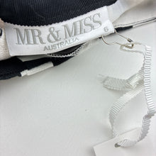 Load image into Gallery viewer, Girls Mr &amp; Miss Aust, black &amp; white lightweight pleat front shorts, adjustable, NEW, size 6,  