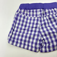 Load image into Gallery viewer, Girls Baby Biz, purple check lightweight cotton shorts, EUC, size 000,  