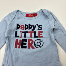 Load image into Gallery viewer, Boys Sprout, cotton long sleeve top, daddy's hero, GUC, size 00,  