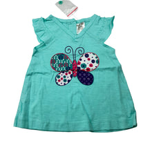 Load image into Gallery viewer, Girls Baby Biz, blue cotton top,butterfly, NEVER WORN, EUC, size 000,  