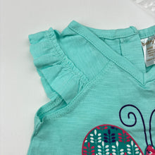 Load image into Gallery viewer, Girls Baby Biz, blue cotton top,butterfly, NEVER WORN, EUC, size 000,  