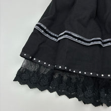 Load image into Gallery viewer, Girls Miss Treasures, lined wool blend skirt, lace trim, elasticated, L: 36cm, EUC, size 5,  