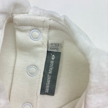 Load image into Gallery viewer, Girls Sergent Major, white cotton bodysuit / romper,butterfly, EUC, size 000,  