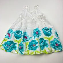 Load image into Gallery viewer, Girls Penelope Mack, lined floral cotton summer dress, GUC, size 12 months, L: 39cm