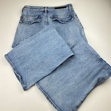 Load image into Gallery viewer, Girls DECJUBA KIDS, blue stretch denim cargo jeans, W: 33cm across, Inside leg: 61.5cm, GUC, size 14,  