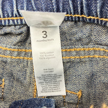 Load image into Gallery viewer, Unisex Carters, blue denim jeans, elasticated, GUC, size 3 months,  