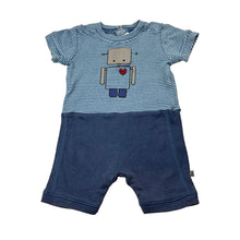 Load image into Gallery viewer, Boys Bebe by Minihaha, blue cotton romper, robot, GUC, size 000,  