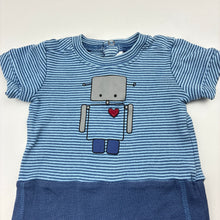 Load image into Gallery viewer, Boys Bebe by Minihaha, blue cotton romper, robot, GUC, size 000,  
