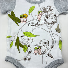 Load image into Gallery viewer, Unisex May Gibbs, Gumnut Babies cotton bodysuit / romper + bib, FUC, size 00,  