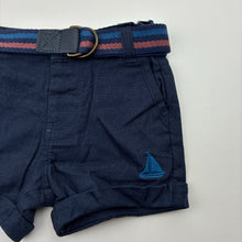 Load image into Gallery viewer, Boys Dymples, navy linen &amp; cotton blend shorts, adjustable, EUC, size 000,  