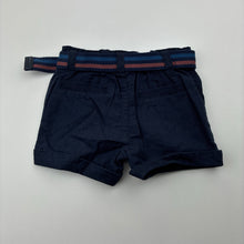Load image into Gallery viewer, Boys Dymples, navy linen &amp; cotton blend shorts, adjustable, EUC, size 000,  