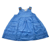 Load image into Gallery viewer, Girls Pumpkin Patch, blue cotton casual dress, GUC, size 00, L: 39cm