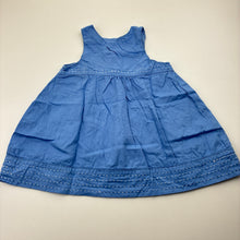 Load image into Gallery viewer, Girls Pumpkin Patch, blue cotton casual dress, GUC, size 00, L: 39cm