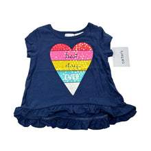 Load image into Gallery viewer, Girls Carters, navy cotton t-shirt top, heart, NEW, size 00,  