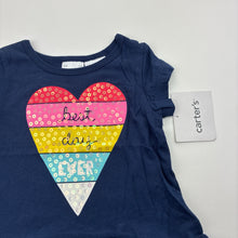 Load image into Gallery viewer, Girls Carters, navy cotton t-shirt top, heart, NEW, size 00,  