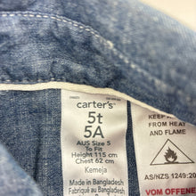 Load image into Gallery viewer, Boys Carters, lightweight denim short sleeve shirt, NEW, size 5,  