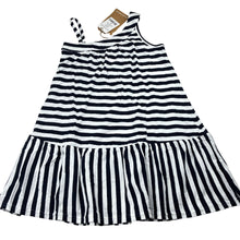 Load image into Gallery viewer, Girls Cotton On, navy stripe soft cotton asymmetrical dress, NEW, size 4, L: 58cm