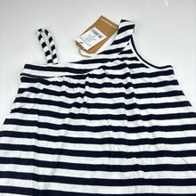 Load image into Gallery viewer, Girls Cotton On, navy stripe soft cotton asymmetrical dress, NEW, size 4, L: 58cm