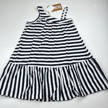 Load image into Gallery viewer, Girls Cotton On, navy stripe soft cotton asymmetrical dress, NEW, size 4, L: 58cm