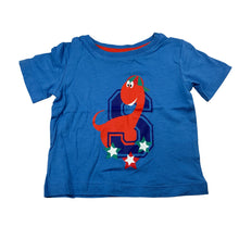 Load image into Gallery viewer, Boys Tilt, blue cotton t-shirt / top, dinosaur, GUC, size 0,  