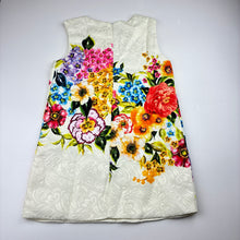 Load image into Gallery viewer, Girls Mothercare, lined bold floral dress, small light mark, FUC, size 6, L: 59cm