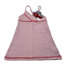 Load image into Gallery viewer, Girls Esprit, red stripe cotton casual dress, EUC, size 3 months, L: 39cm