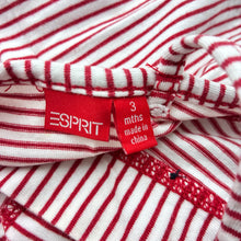 Load image into Gallery viewer, Girls Esprit, red stripe cotton casual dress, EUC, size 3 months, L: 39cm